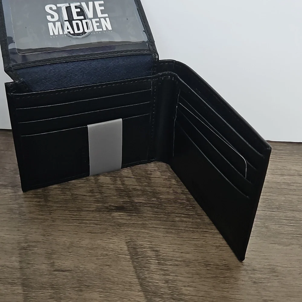 Steve Madden Charcoal GENUINE Leather Wallet RFID protrcted - Picture 3 of 6